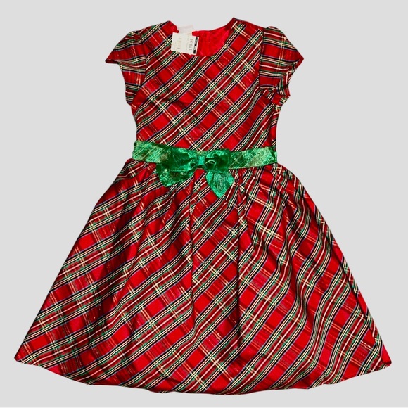 NWT Blueberri Boulevard Red Tartan Plaid Taffeta Dress Size 12 Holiday Classic - Picture 5 of 5